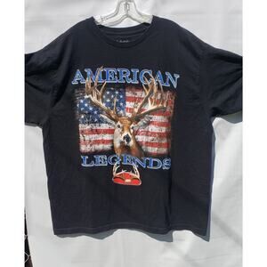 American Legends T-Shirts Black 2XL American flag & Buck